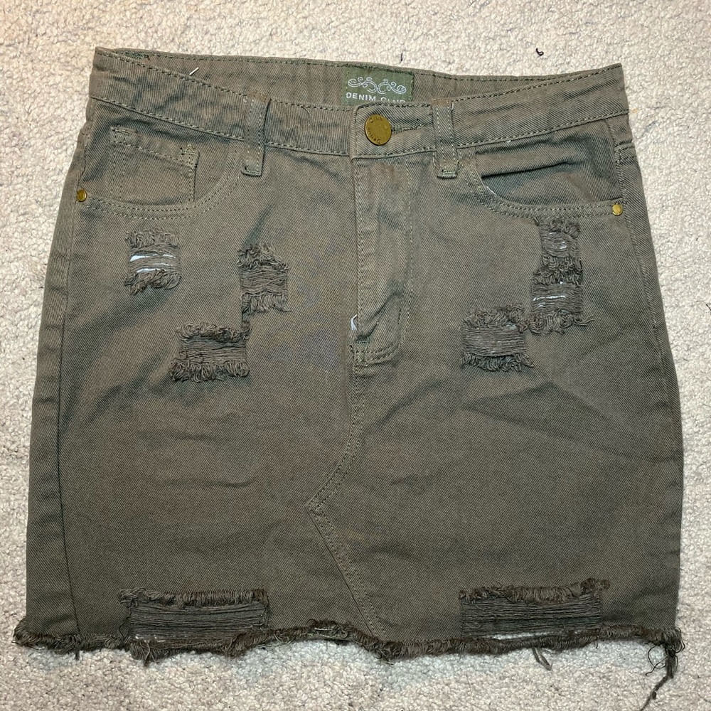 Olive Green Jean Skirt